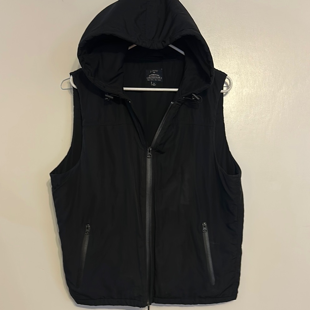 Black Hooded Vest with Zipper